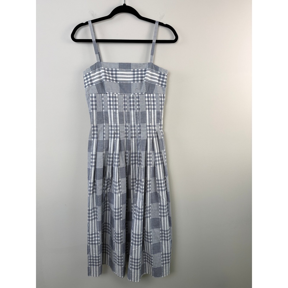 RARE Rosetta Getty Gathered Peplum Camisole Dress Plaid Midi Dress Womens 2